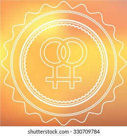 A White Retro Icon Isolated on a Red and Yellow Background -  Lesbian