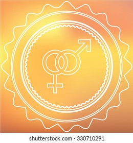 A White Retro Icon Isolated on a Red and Yellow Background -  Hetrosexual