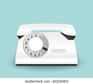 White retro phone. Realistic vector illustration.