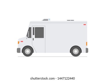White Retro Truck. isolated on white background