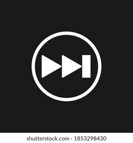 White rewind button, flat design style