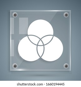 White RGB and CMYK color mixing icon isolated on grey background. Square glass panels. Vector Illustration