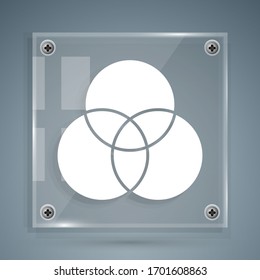 White RGB and CMYK color mixing icon isolated on grey background. Square glass panels. Vector Illustration