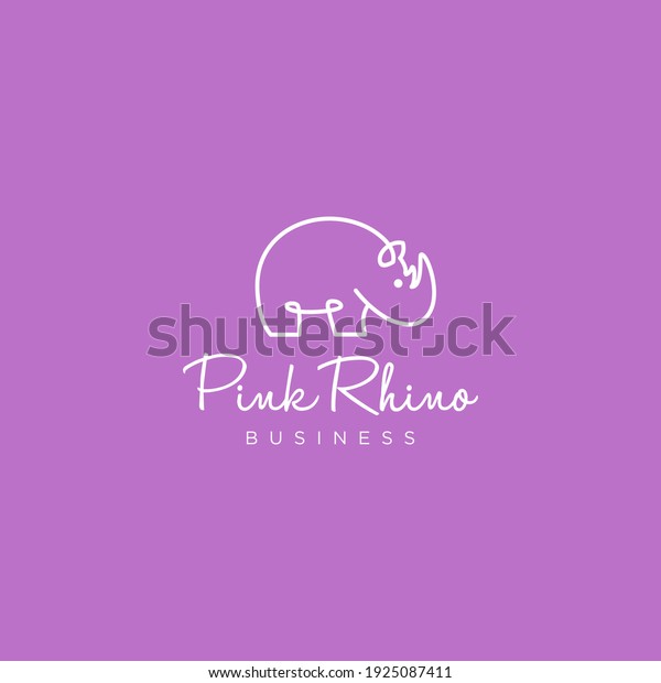 White Rhino Logo Design Cute Rhino เวกเตอร์สต็อก (ปลอดค่าลิขสิทธิ์