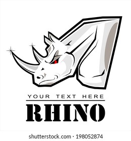 White Rhino, Suitable for team Mascot , team icon, corporate identity, community identity, product identity, illustration for apparel, clothing, sign, etc.