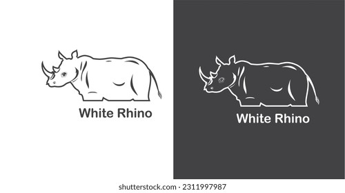 white rhino vector design logo concept 