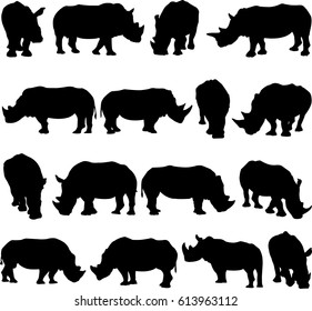 White rhinoceros silhouette contour