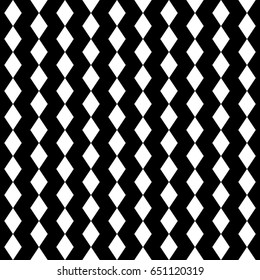 White rhombic lines on black background. Seamless surface pattern design with diamonds ornament. Rhombuses wallpaper. Lozenge motif. Digital paper for textile print, page fill, web designing. Vector.
