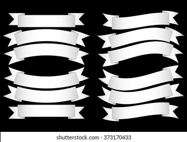 White Ribbon Banner Style on Black Background