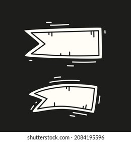 White ribbon banner. Vector hand drawn ribbon