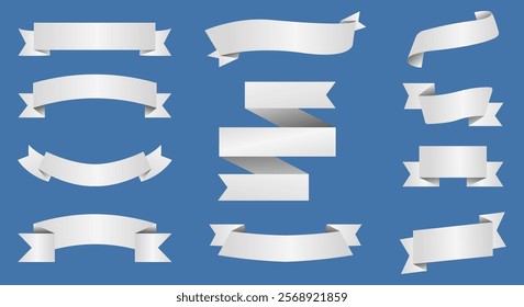 White ribbon banners set. Vector illustration for advertising luxury style. vector