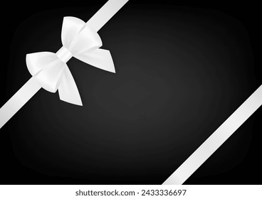 White Ribbon Bow on Black Background. Vector Illustration.