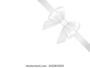 Arco de cinta blanca. Ilustración vectorial aislada sobre fondo blanco. 