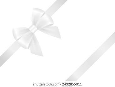 White Ribbon Bow. Vector Illustration Isolated on White Background. 