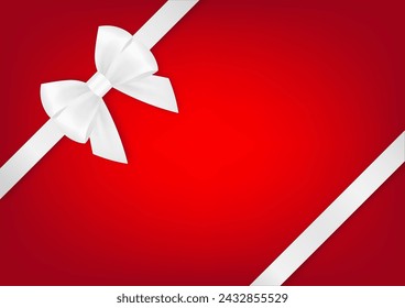 Arco de cinta blanca. Ilustración vectorial sobre fondo rojo para el evento de Navidad y Año Nuevo. 