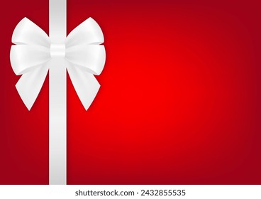 In: White Ribbon Bow. Vektor-Illustration auf rotem Hintergrund für Weihnachten und Neujahr Ereignis. 