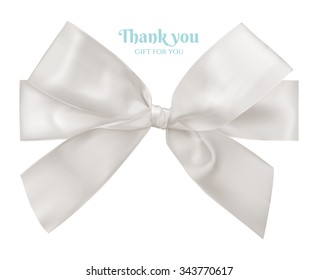 White ribbon and bow, vector illustration.