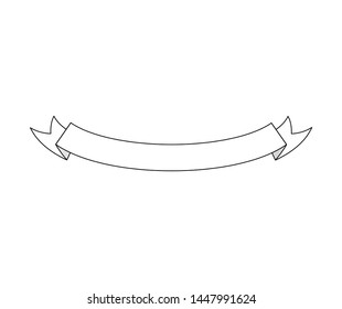 White ribbon clipart. Simple vector banner illustration isolated on white background.