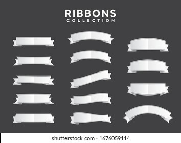 White Ribbon Collection vector isolated