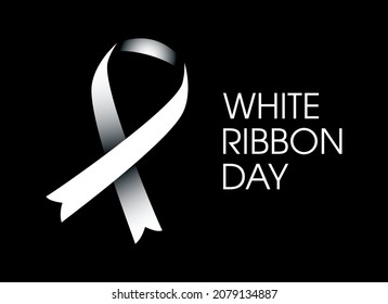 White Ribbon Day Poster with violence awareness symbol vector. White ribbon to signify opposition to violence against women vector. Stop violence against women vector. Important day