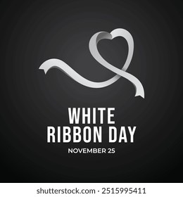 White Ribbon Day Women vector design template good for celebration usage. White Ribbon Day design. Vector ribbon. flat design. eps 10.