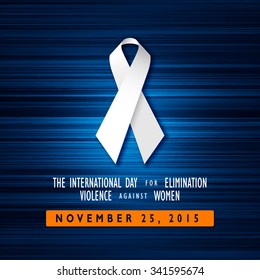 White Ribbon Eliminate Violence Against Women Blue Graphic Design Vector Illustration EPS10
