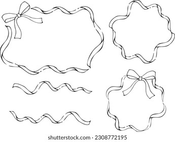 Marcos de cinta blanca. Ilustraciones monocromáticas dibujadas a mano.