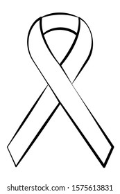 White ribbon isolated on white background. A symbol of the protection of the traditional family and women from violence, as well as safe motherhood. Vector stock illustration.