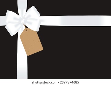 White ribbon and kraft tag