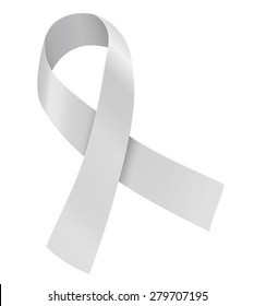 White ribbon. Multiple hereditary exostoses awareness and other symbol. Vector illustration