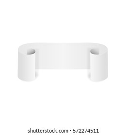 White ribbon on white background. Paper scroll. Banner. Vector illustration.