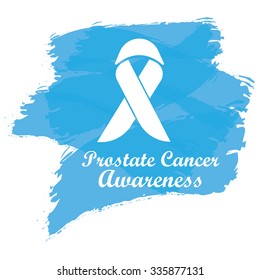 White ribbon on blue background for prostate cancer awareness.