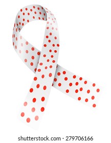 White ribbon with red spots. Chronic Urticaria awareness symbol. Vector illustration