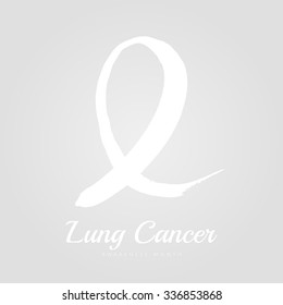 White Ribbon, Symbol Of The Fight Against Lung Cancer In A Watercolor Style. Vector.