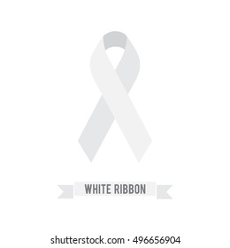 White ribbon - symbol Multiple hereditary exostoses, White Ribbon Campaign, awareness for Safe Motherhood, raise awareness for severe combined immune deficiency and SCID newborn screening