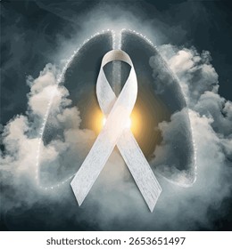 a white ribbon symbolizing lung cancer a warenes
