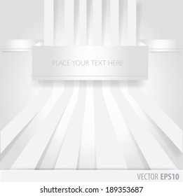 The White ribbon with text and white stripes as background