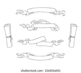 Cintas blancas, rollos antiguos, espacio para la cabecera, gráfico vectorial