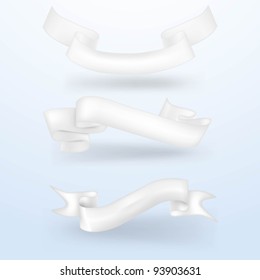 White ribbons on blue background. Vector.