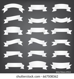 white ribbons paper style .vector for your design. illustration