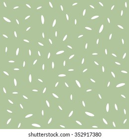 White rice seamless pattern background. Rice seeds on a light green grass background.