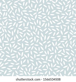 White rice seamless pattern. Rice seeds on a light blue background. Vector illustration for your design - fabric, wrapping paper, wallpaper.