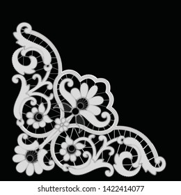White Richelieu embroidery patterns on the black background