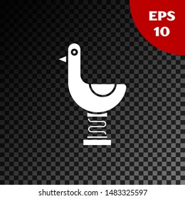 White Riding kid duck icon isolated on transparent dark background.  Vector Illustration