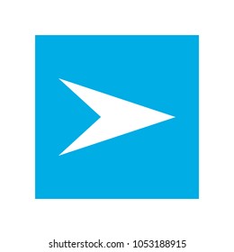 White right arrow in blue square, web icon. Isolated on white background. Vector illustration, EPS10.