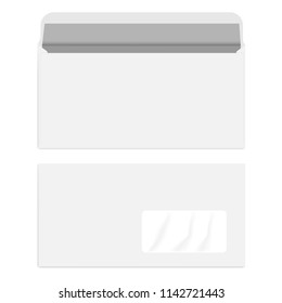 White Right Hand Window DL Envelope, Vector Mockup