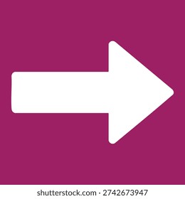 White rightward pointing arrow symbol with rounded corners on a solid deep magenta background for