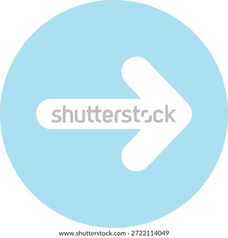 White rightward-pointing arrow centered in a light blue circular background, used for navigation or direction