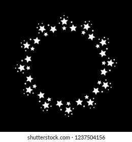 White ring circle of stars of different sizes. Vector eps