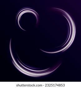White ring light with tracing effect. Luminous white round. Glowing magic white fire circle ring trail. Ethereal fire portal sign with strange flame spark. Light white Twirl. Vector PNG.	
